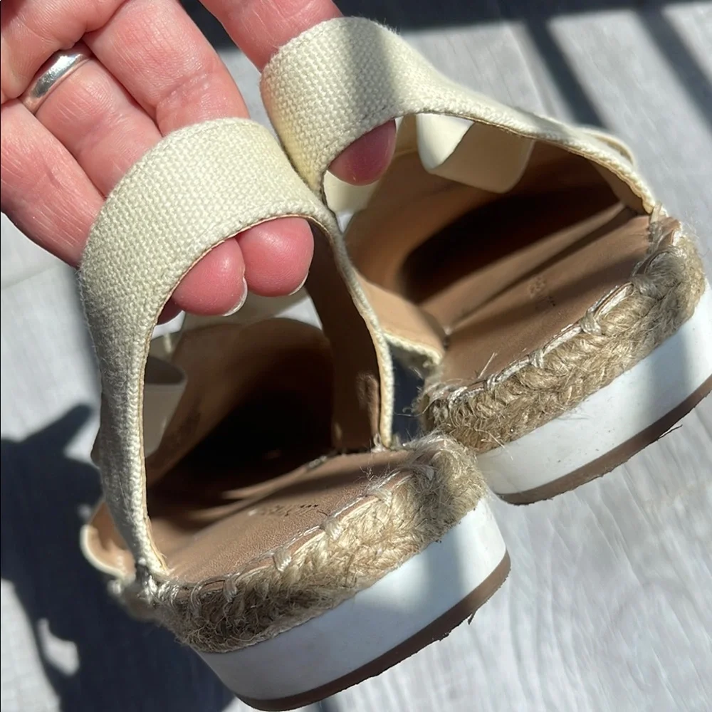 Lucky Brand Cream Espadrille Slip-Ons with Cross-Strap Design, 6 1/2. - Picture 5 of 8